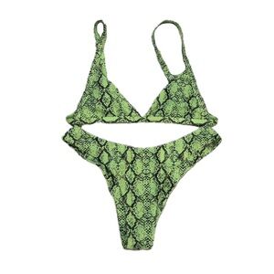 Green Snake print bikini set